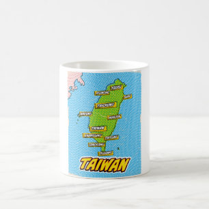 Popup-konst som illustrerats av Taiwan karta Kaffemugg