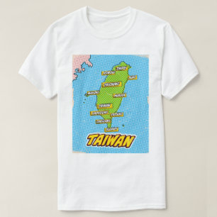 Popup-konst som illustrerats av Taiwan karta T Shirt