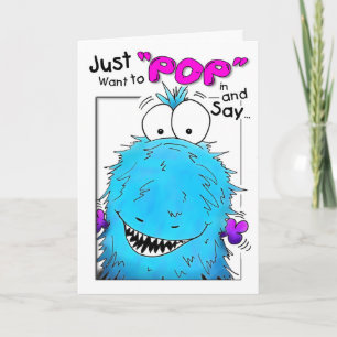 Popup med Blue Fuzzy Monster Birthday Card Kort