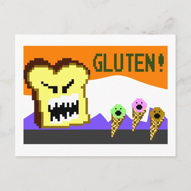 Popup, menyn Gluten: 8-bitars Stil Vykort (Framsida)