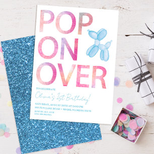 Popup on over Balloon Animal Birthday Inbjudan