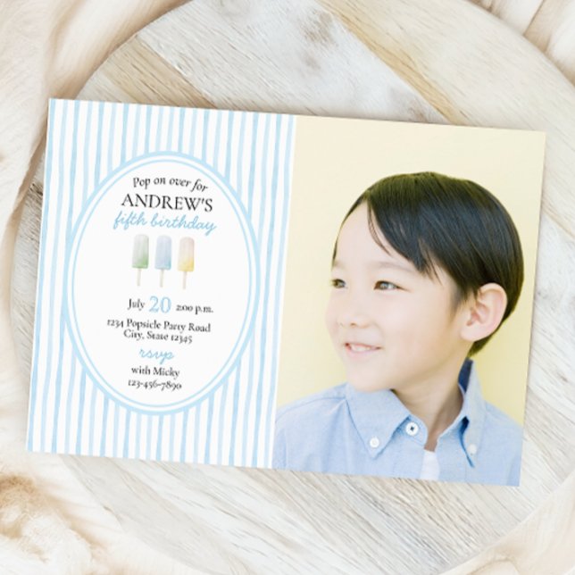 Popup on over Blue Popsicle Birthday-inbjudan Inbjudningar (Skapare uppladdad)