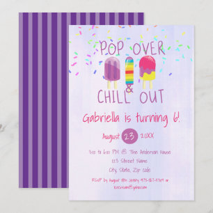 Popup over & Chill Out Ice Pop Birthday-inbjudan Inbjudningar