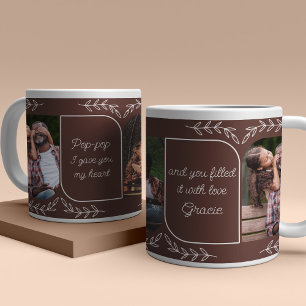Popup-popup 3-Lodrät, Personligen Photo Loving Ord Jumbo Mugg