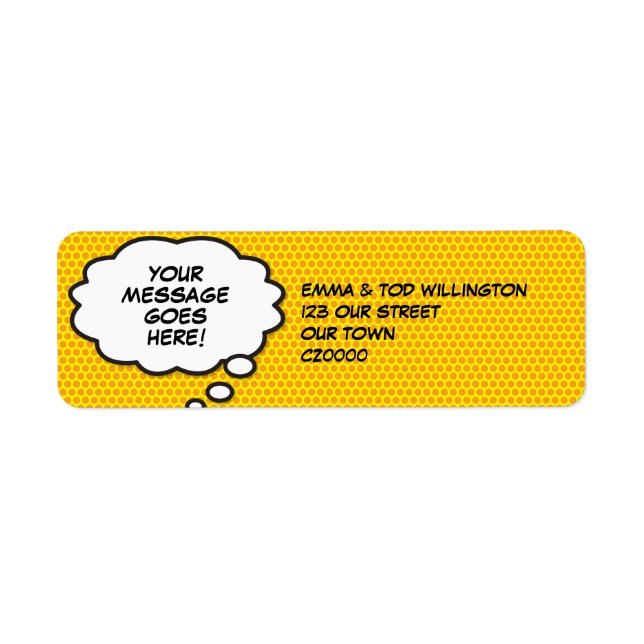 Popup-popup för Message Tänka Bubble Roligt Retro  Returadress Etikett (Framsidan)