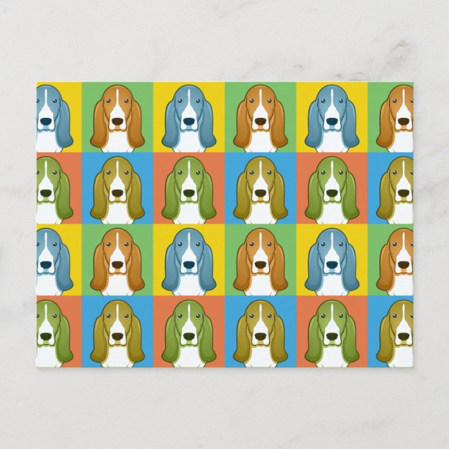 Popup-Tecknad för Basset Hound-Hund Vykort (Framsida)