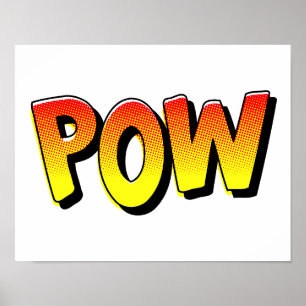 popup-tecknad för POW-typografi Poster