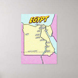 Popup-teckning Illustrated Egypten karta Canvastryck