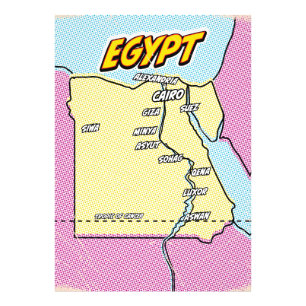 Popup-teckning Illustrated Egypten karta Fototryck