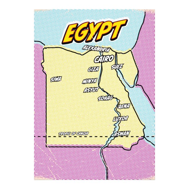 Popup-teckning Illustrated Egypten karta Fototryck (Framsidan)