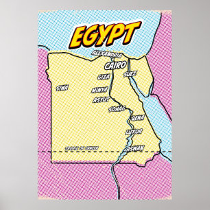 Popup-teckning Illustrated Egypten karta Poster