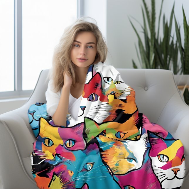 Popup-utkast för Abstrakt av katt Fleecefilt (Cats Abstract Pop Art Design Fleece Blanket)