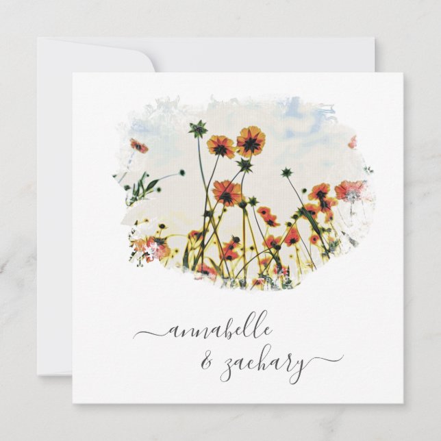 ** POPY-OSA - QR-kod AR9-Blommigt Bröllop Inbjudningar (Framsida)