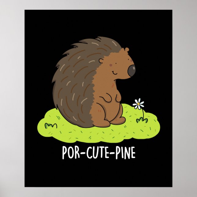 Por-Cute-Gräs Funny Porcupine Pun Poster (Framsidan)