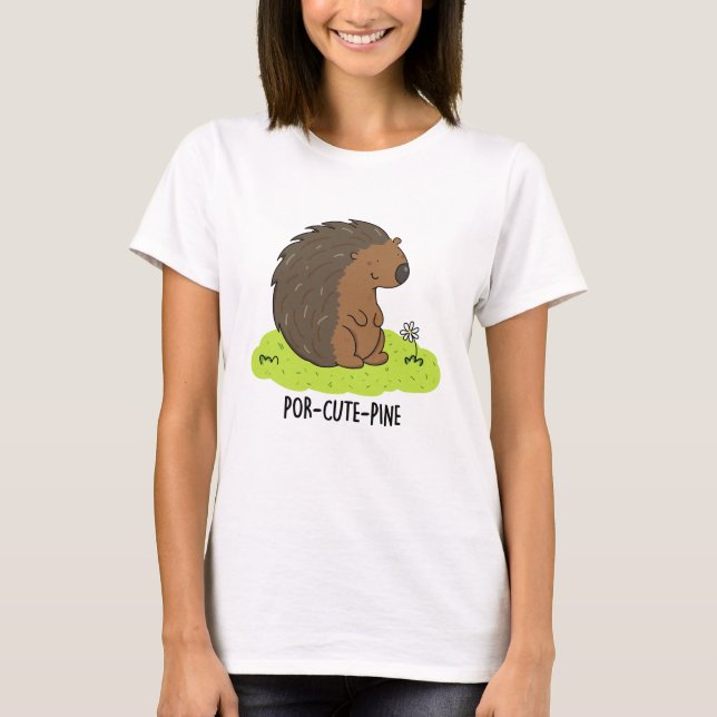 Por-Cute-Gräs Funny Porcupine Pun T Shirt (Framsida)