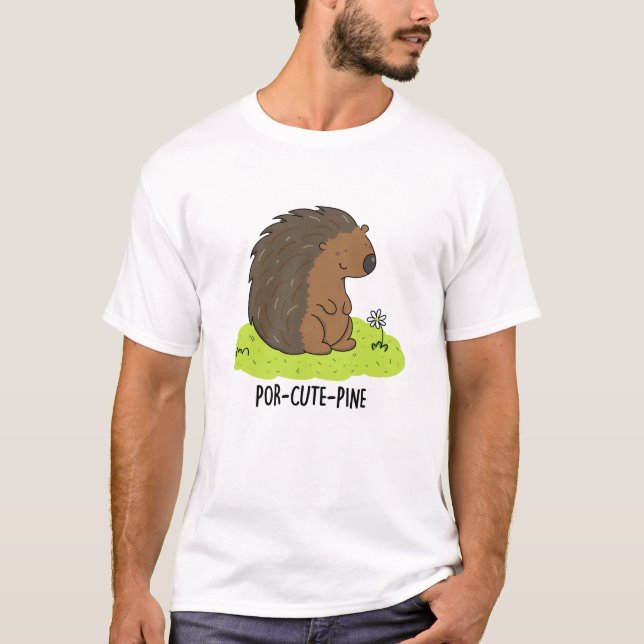 Por-Cute-Gräs Funny Porcupine Pun T Shirt (Framsida)