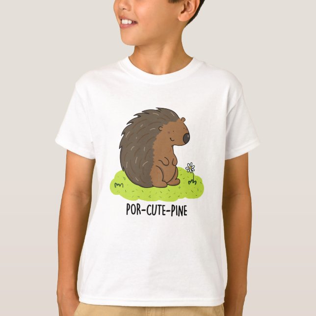 Por-Cute-Gräs Funny Porcupine Pun T Shirt (Framsida)