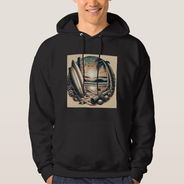 Por do sol na praia. hoodie (Framsida)