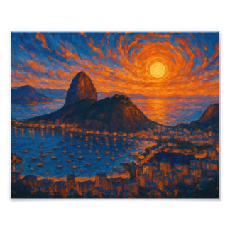 por do sol sobre o rio - arte digital - pôster fototryck