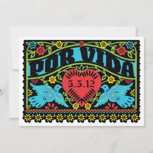 Por Vida Love birds Papel Picado-inbjudan Inbjudningar