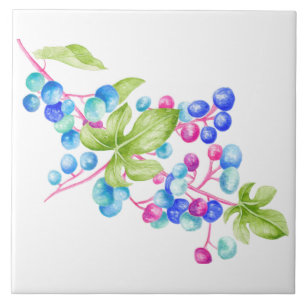 Porcelain Berries på en keramisk platta (1) Kakelplatta