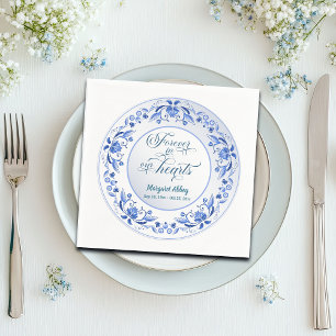 Porcelain Blue Blommigt Funeral Pappersservett