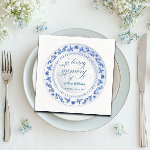 Porcelain Blue Blommigt Funeral Pappersservett