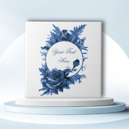 Porcelain Blue Blommigt Ram Kakelplatta