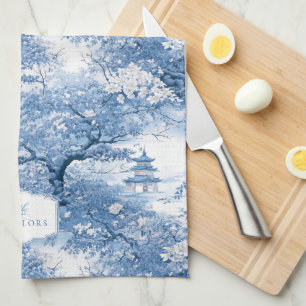 Porcelain Blue Chinoiserie Mönster ID1094 Kökshandduk