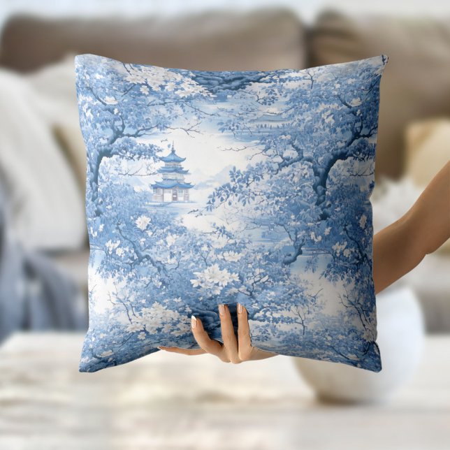 Porcelain Blue Chinoiserie Mönster ID1094 Kudde (Skapare uppladdad)