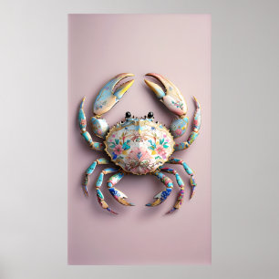 Porcelain Crab - Elegant Blommigt Snäcka Art Poster
