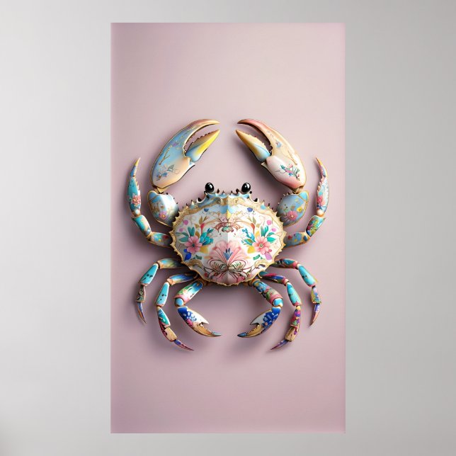 Porcelain Crab - Elegant Blommigt Snäcka Art Poster (Framsidan)