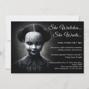 Porcelain Doll Halloween Costume Party-inbjudan Inbjudningar