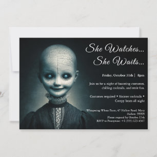 Porcelain Doll Halloween Costume Party-inbjudan Inbjudningar