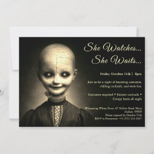 Porcelain Doll Halloween Costume Party-inbjudan Inbjudningar