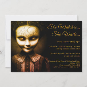 Porcelain Doll Halloween Costume Party-inbjudan Inbjudningar