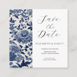 Porcelain Elegance: Blue Blommigt Bröllop Tilläggskort