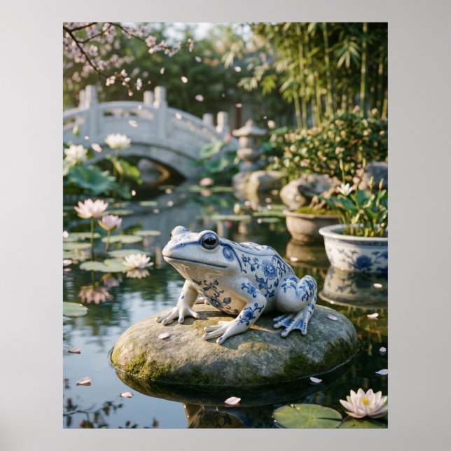 Porcelain Frog Lotus Garden Poster (Framsidan)