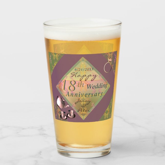 Porcelain Graphics, 18:e Bröllop-årsdagen Glaskopp (Baksida fylld)