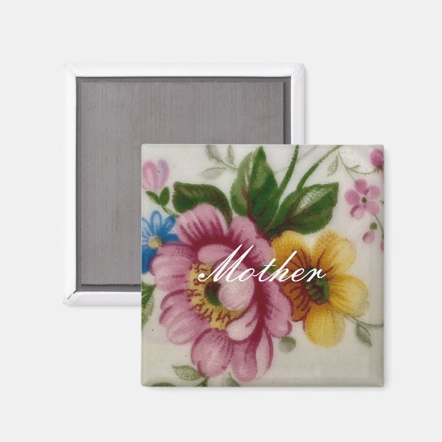Porcelain Inspired Blommigt Magnet (Front/Back)