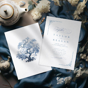 Porcelain-Inspired Chinoiserie Bröllop ID1094 Inbjudningar