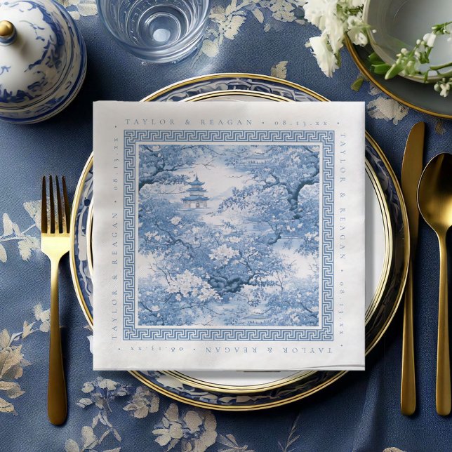 Porcelain-Inspired Chinoiserie Bröllop ID1094 Pappersservett (Skapare uppladdad)