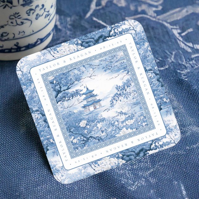 Porcelain-Inspired Chinoiserie Bröllop ID1094 Underlägg Papper Kvadrat (Skapare uppladdad)