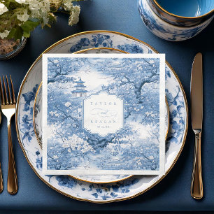 Porcelain-Inspired Chinoiserie Bröllop Namn ID1094 Pappersservett