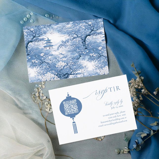 Porcelain-Inspired Chinoiserie QR-kod ID1094 OSA Kort (Skapare uppladdad)