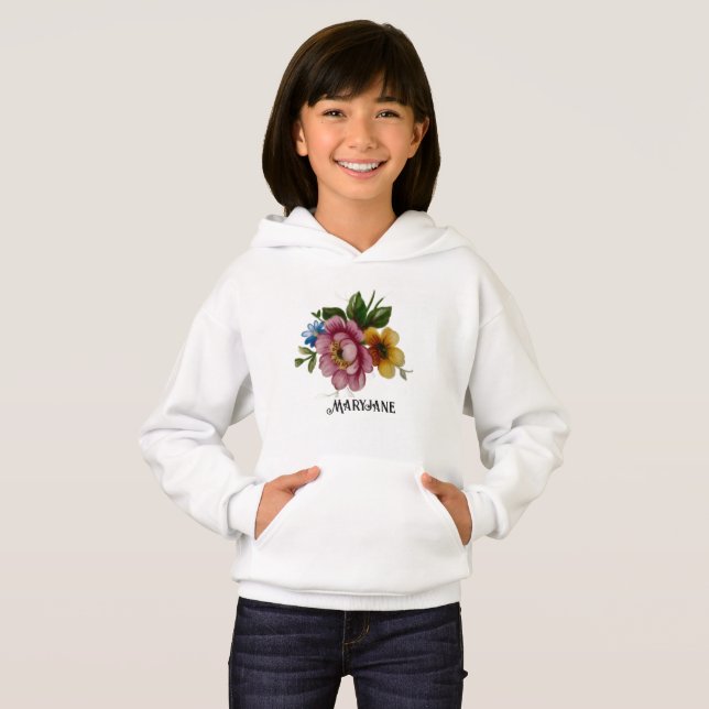Porcelain Inspired Floral  Hoodie T Shirt (Hel framsida)