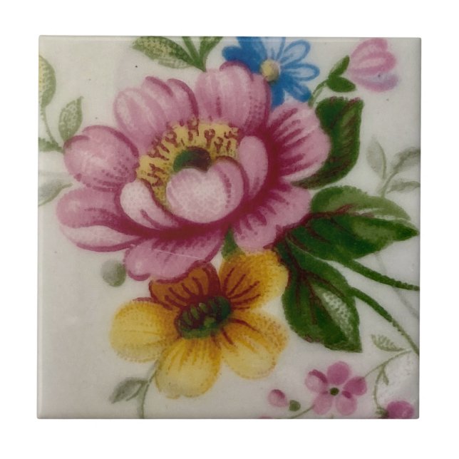 Porcelain Inspired Floral Kakelplatta (Framsidan)