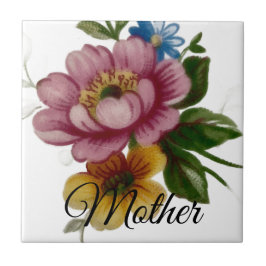 Porcelain Inspired Floral Kakelplatta