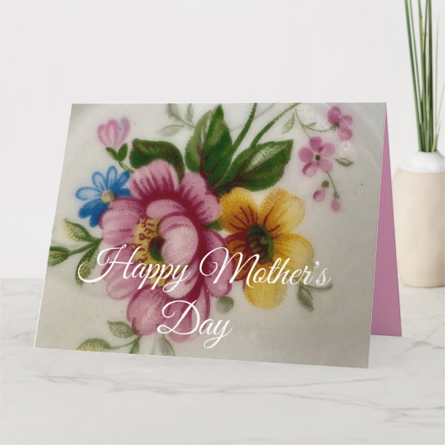 Porcelain Inspired Floral Kort (Framsida)