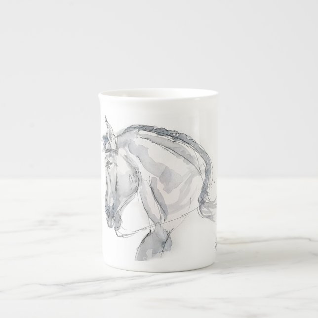 Porcelain mugg med hästillustration benporslin mugg (Framsidan)